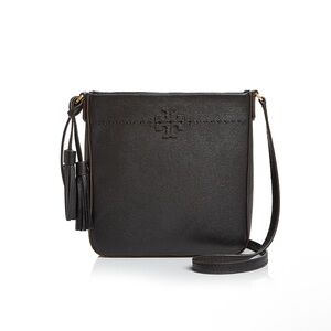 Black Leather Tory Burch Crossbody Bag